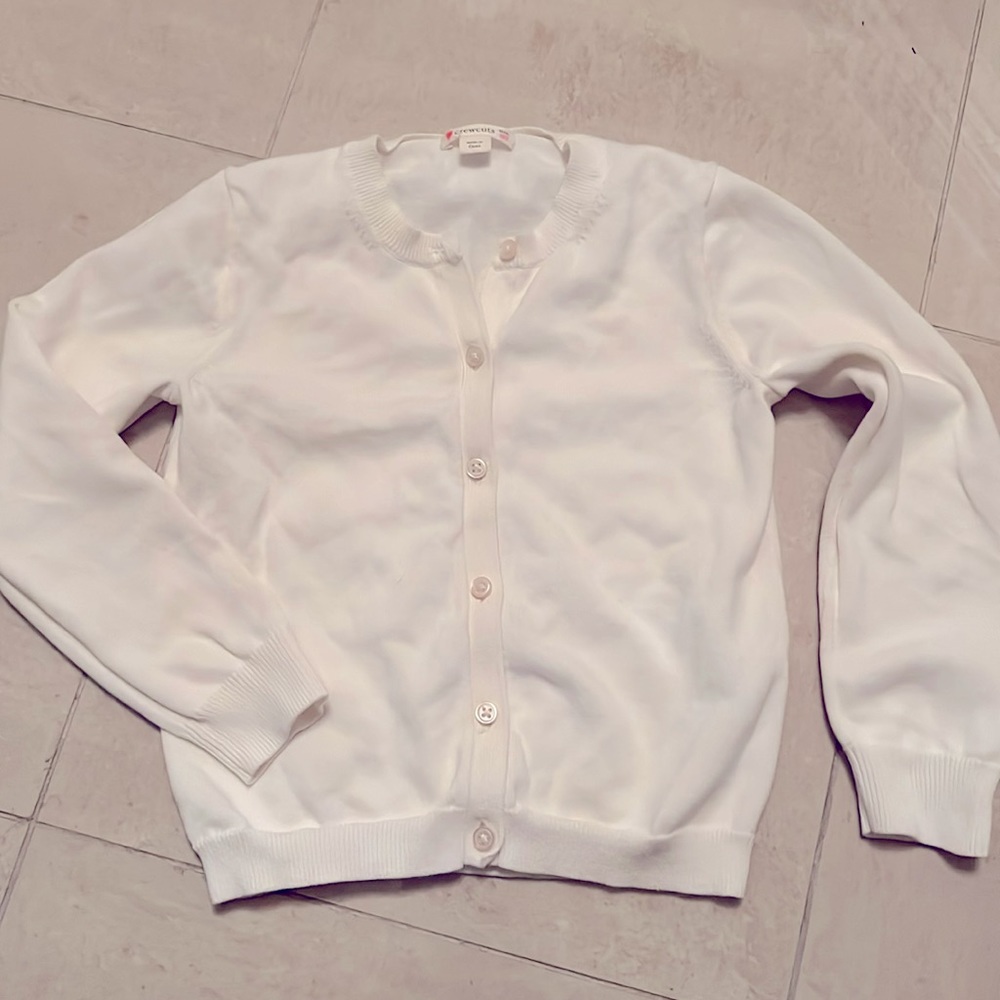 White Crewcuts cardigan. Sz 6-7 girls.